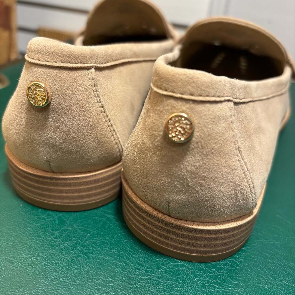 Vince Camuto Caylas Woven Suede Penny Loafers in Beige Sz 8 W - Picture 14 of 16